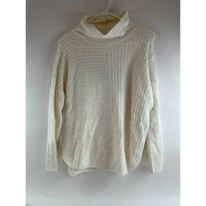 Como Vintage Sweater Women's Size S Off White Criss Cross Rib Knit Pullover NWT